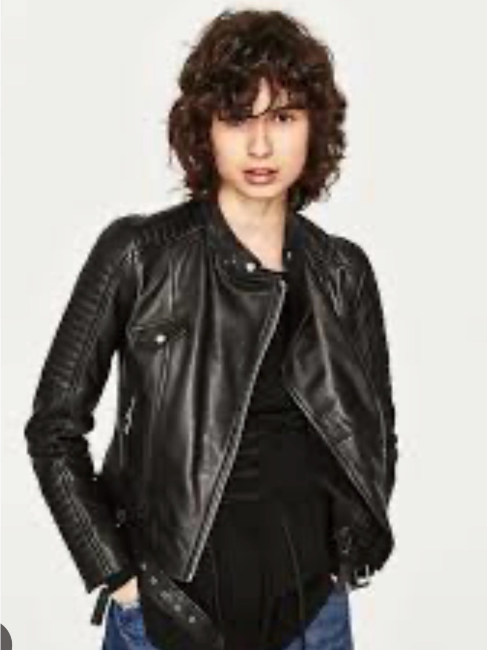 Zara sz m Black Faux Leather Moto Jacket - Women